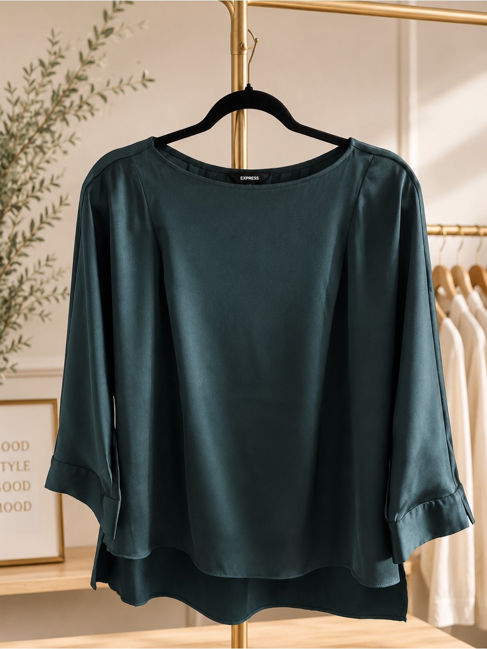 Express Satin Teal Blouse Size S NWT/Never Worn